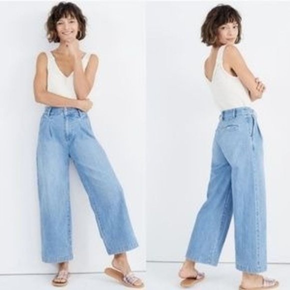 SOLD Madewell Pleated Wide Leg Jeans High Rise - Picture 1 of 3